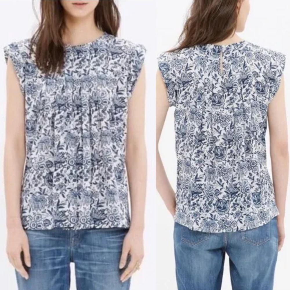 Madewell Garden Porcelain Floral Silk Blouse